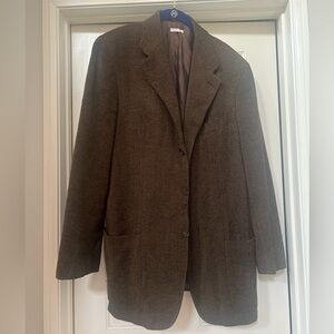 Armani Vestements Spa Brown Herringbone Blazer Made in Italy